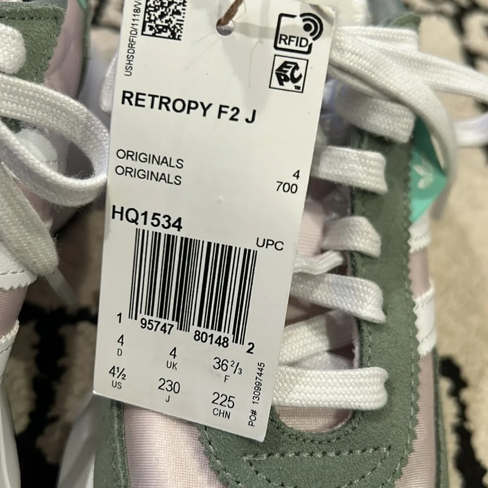 adidas Kids Sneakers in Sage Green, Mint, White, Pink Accents